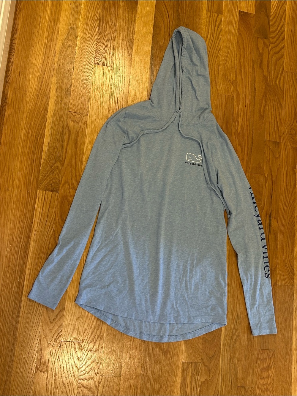 Vineyard Vines Heather Light Blue Hooded Long Sleeve Shirt